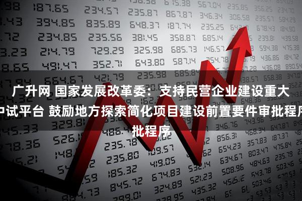 广升网 国家发展改革委:支持民营企业建设重大中试平台 鼓励地方探索简化项目建设前置要件审批程序